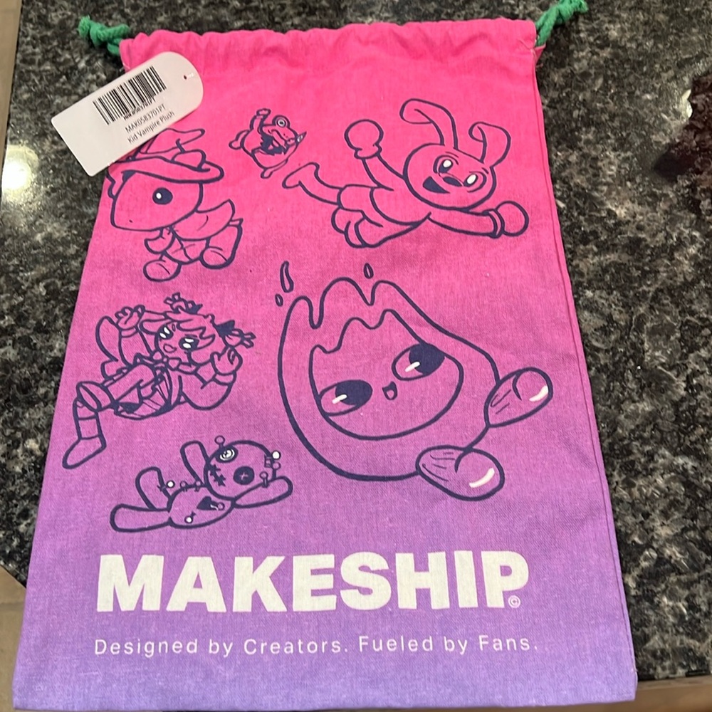 Makeship purple/pink Kid Vampire Plush collectible bag (Bag only. no plush.)